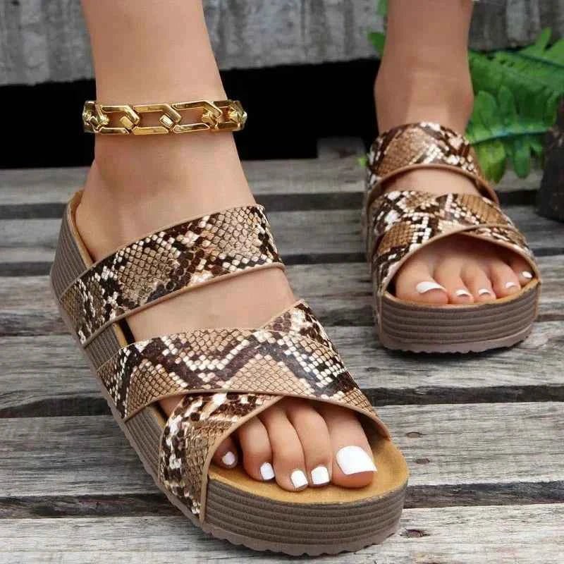 High Heel Platform Sandals-footwear > sandals > platform sandals-Laventaire-Animal Print-35-Laventaire