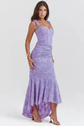 High-Low Floral Maxi Dress-dresses > maxi dress-Laventaire-Light Purple-S-Laventaire