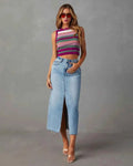 High Waist Denim Skirt-Denim Skirts-Laventaire-Laventaire