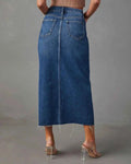 High Waist Denim Skirt-Denim Skirts-Laventaire-Laventaire