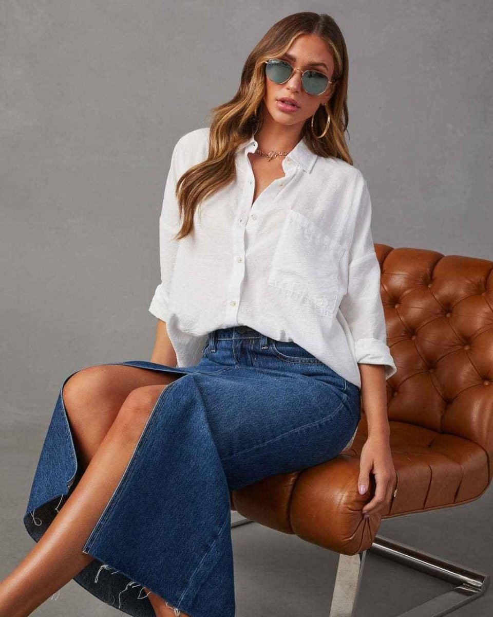 High Waist Denim Skirt-Denim Skirts-Laventaire-Laventaire