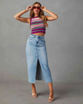 High Waist Denim Skirt-Denim Skirts-Laventaire-Blue-S-Laventaire