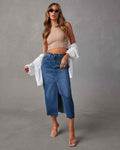 High Waist Denim Skirt-Denim Skirts-Laventaire-Denim Blue-S-Laventaire