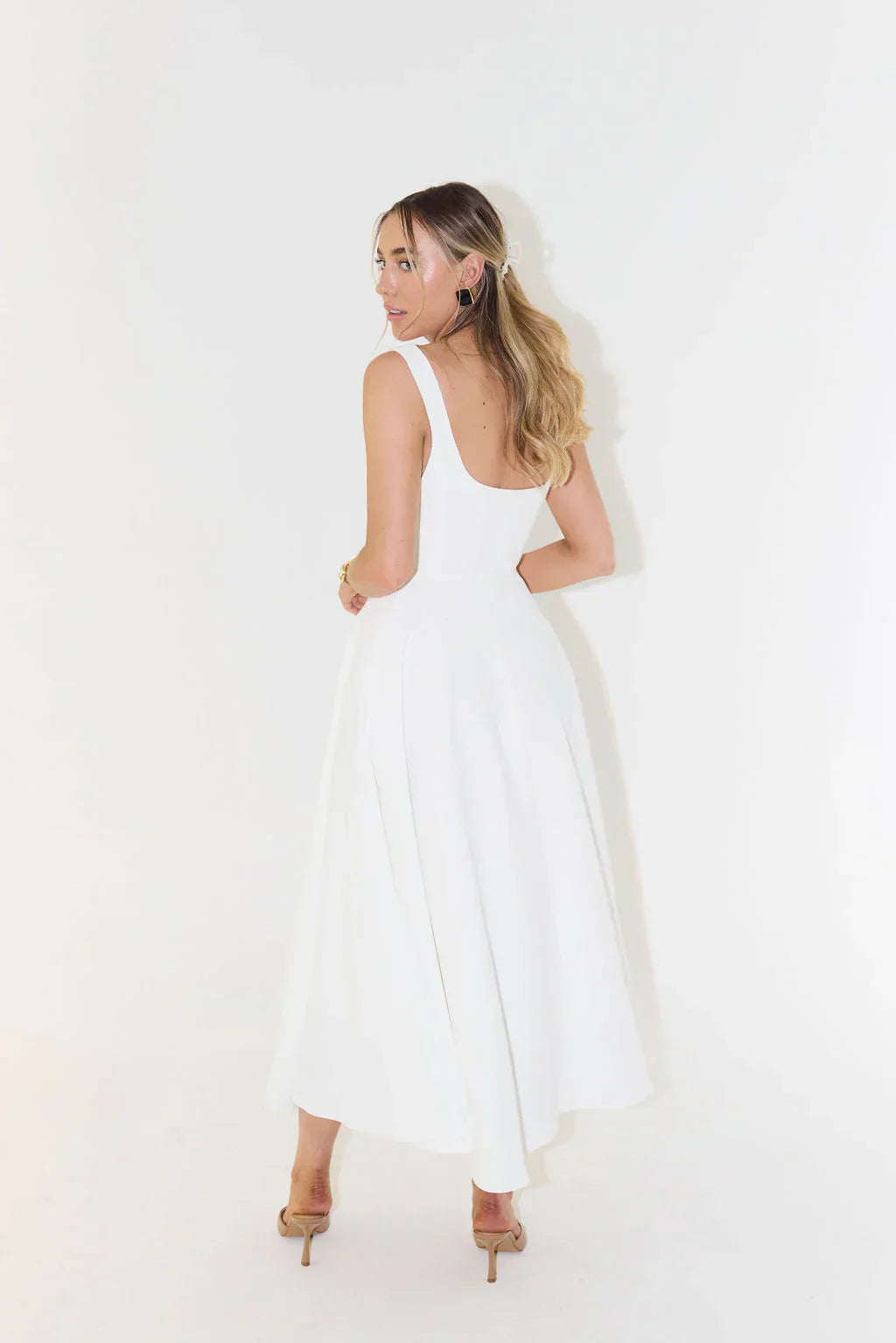 High Waist Midi Dress-dresses > midi dress-Laventaire-Laventaire