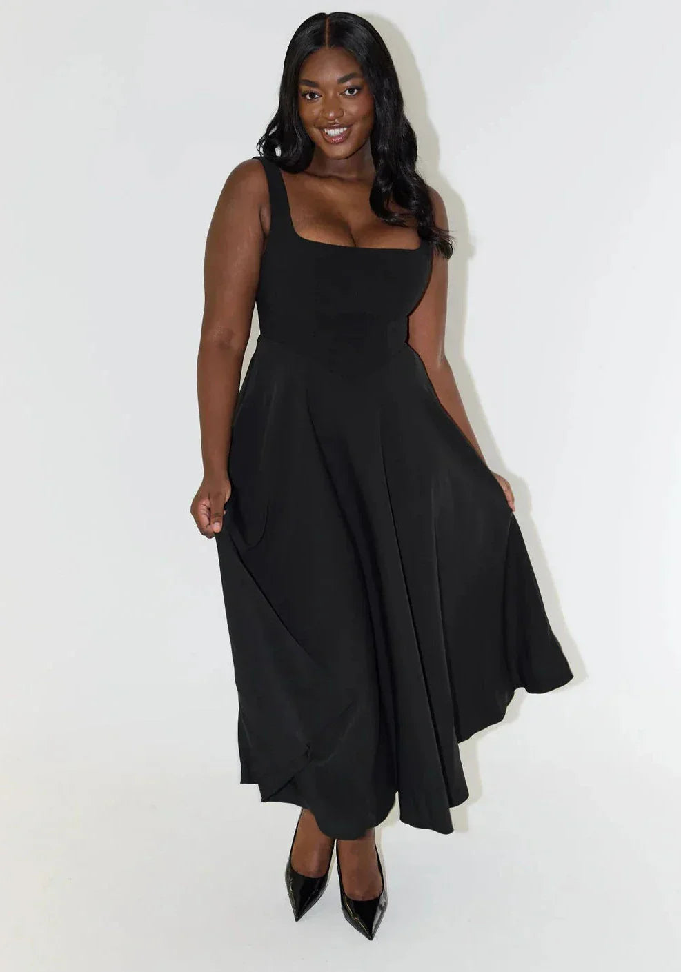 High Waist Midi Dress-dresses > midi dress-Laventaire-Laventaire