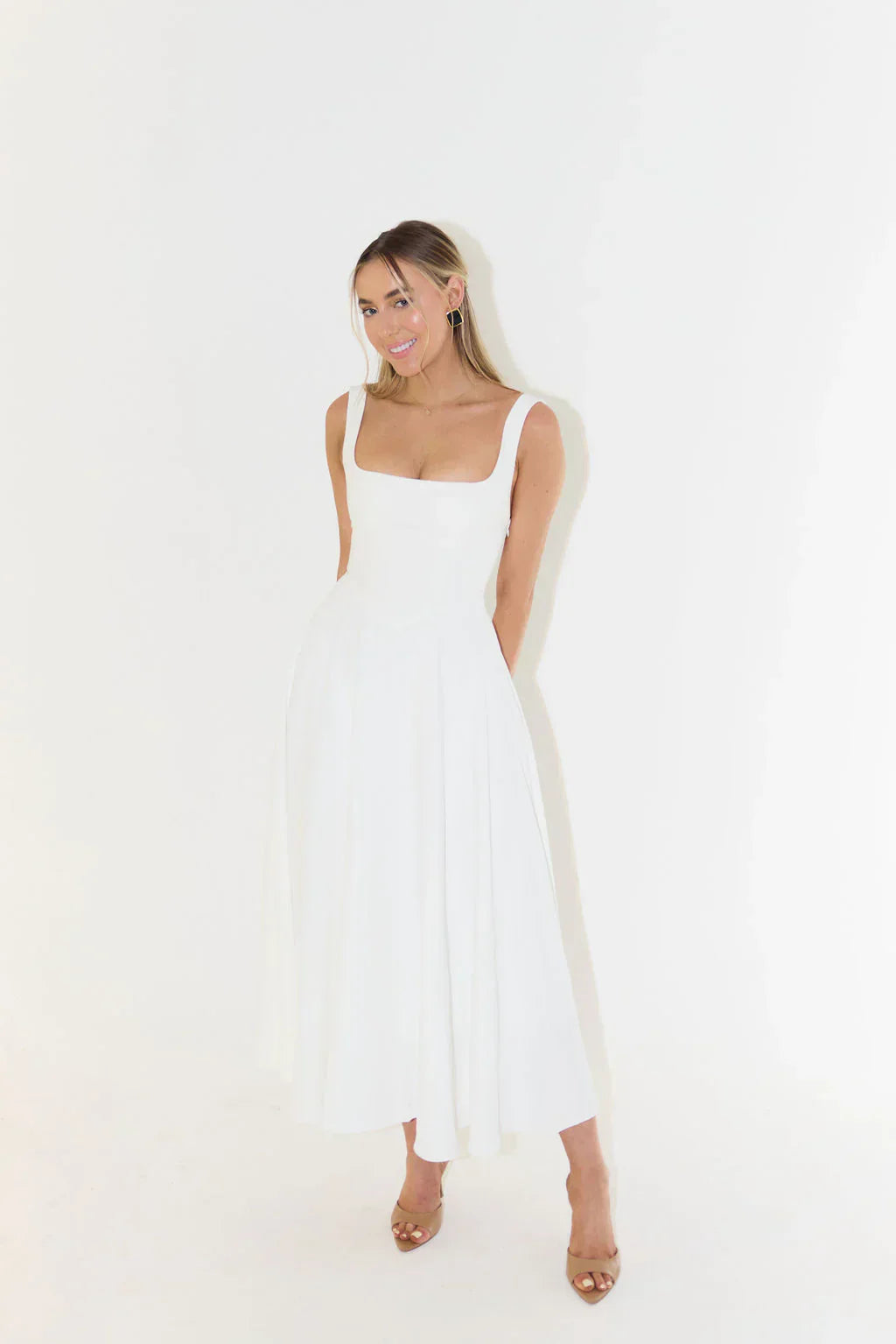 High Waist Midi Dress-dresses > midi dress-Laventaire-Laventaire