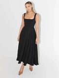 High Waist Midi Dress-dresses > midi dress-Laventaire-Black-S-Laventaire