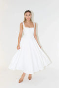 High Waist Midi Dress-dresses > midi dress-Laventaire-White-S-Laventaire