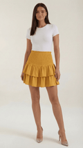 High Waist Ruffled Skirt-Women's Skirts-Laventaire-Yellow-S-Laventaire