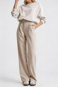 High Waist Tapered Trousers-trousers > tapered trousers-Laventaire-Laventaire