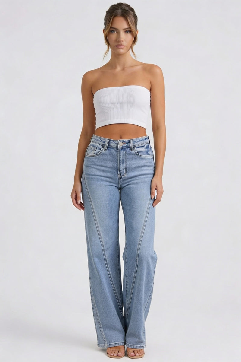 High Waist Wide Leg Jeans-jeans > wide leg jeans-Laventaire-Laventaire