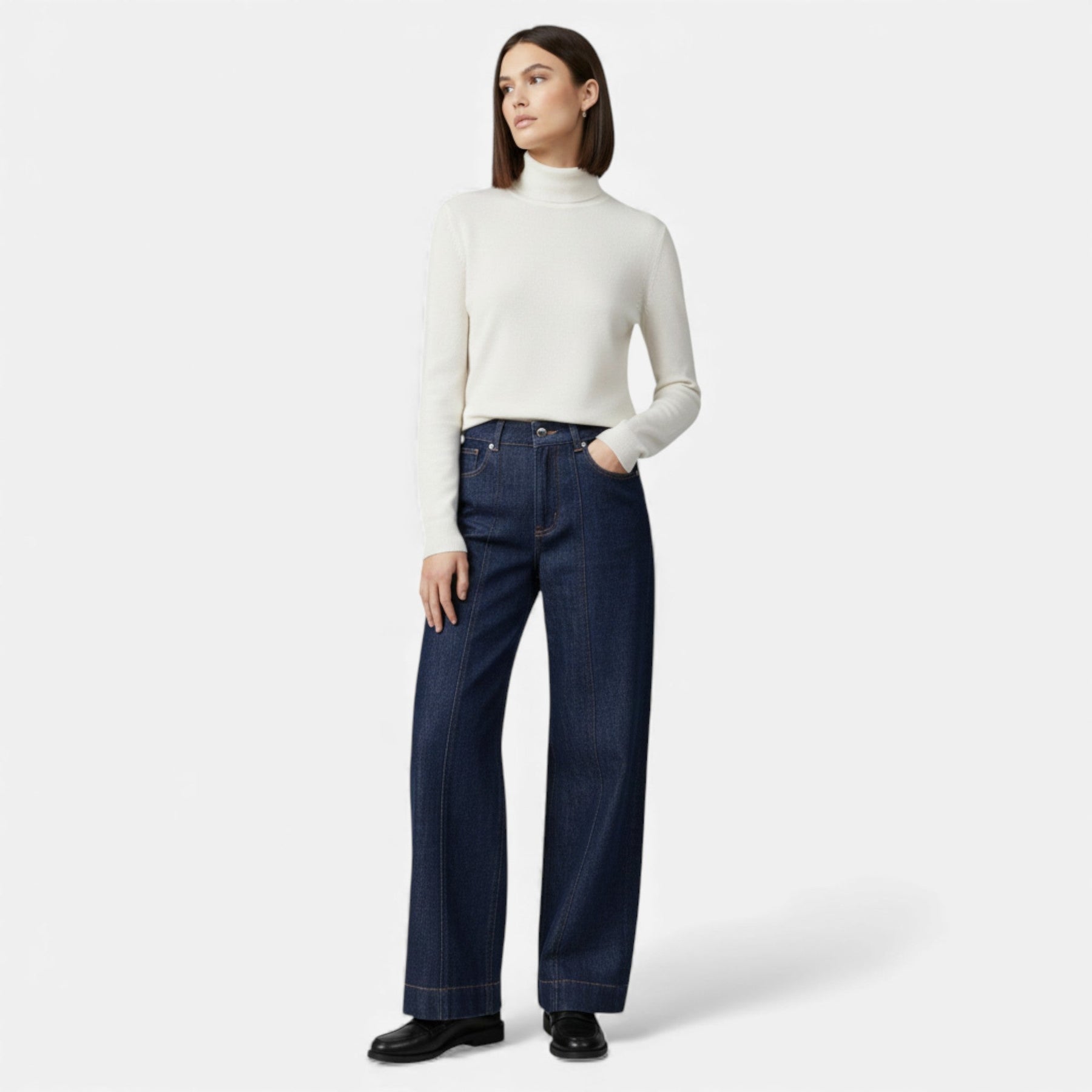 High Waist Wide Leg Jeans-jeans > wide leg jeans-Laventaire-Laventaire