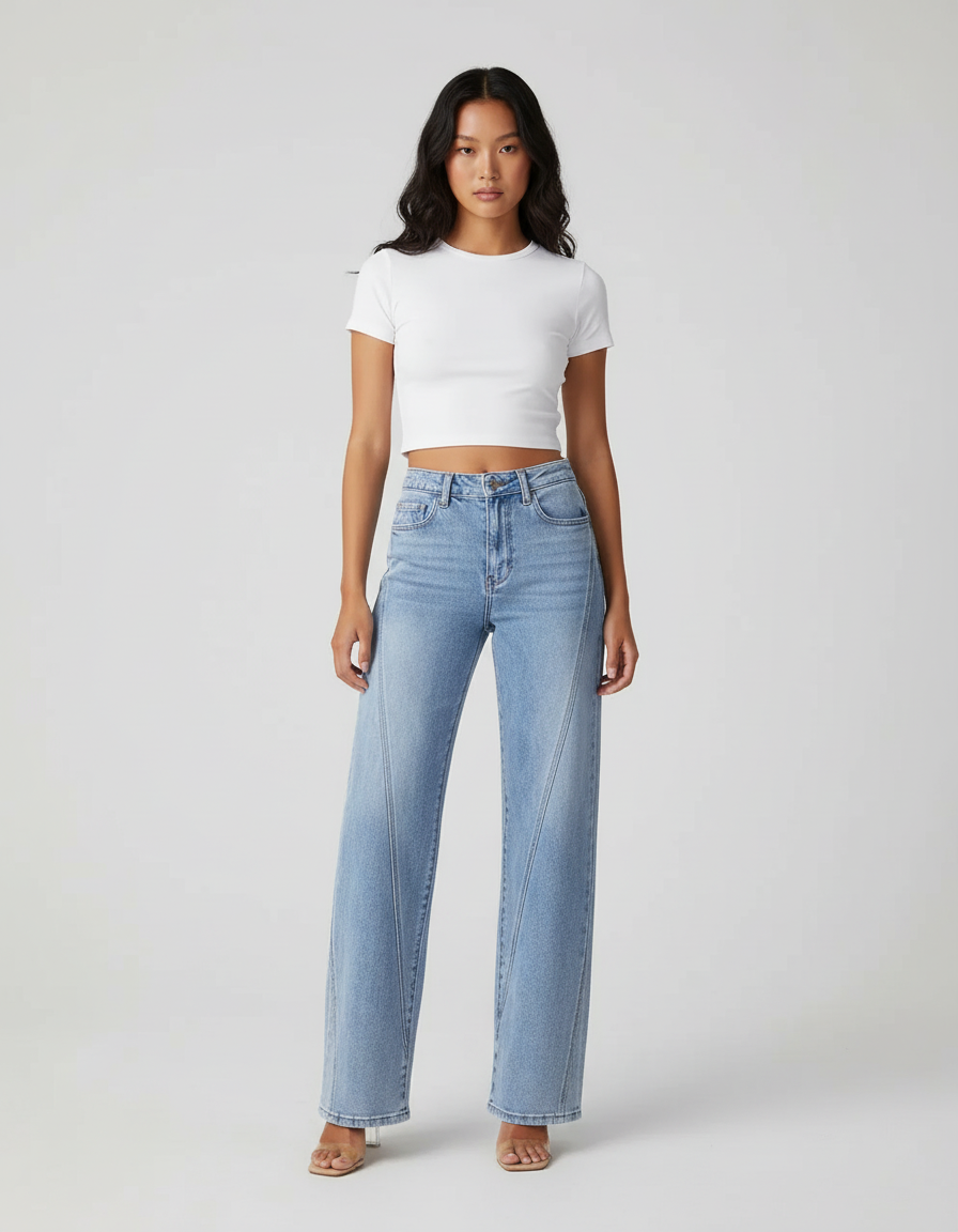 High Waist Wide Leg Jeans-jeans > wide leg jeans-Laventaire-Laventaire