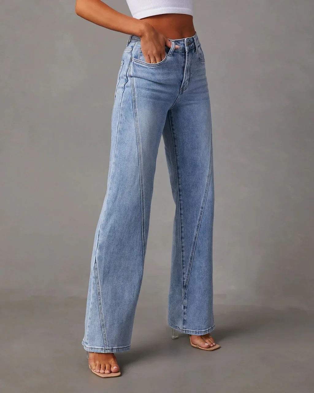 High Waist Wide Leg Jeans-jeans > wide leg jeans-Laventaire-Laventaire