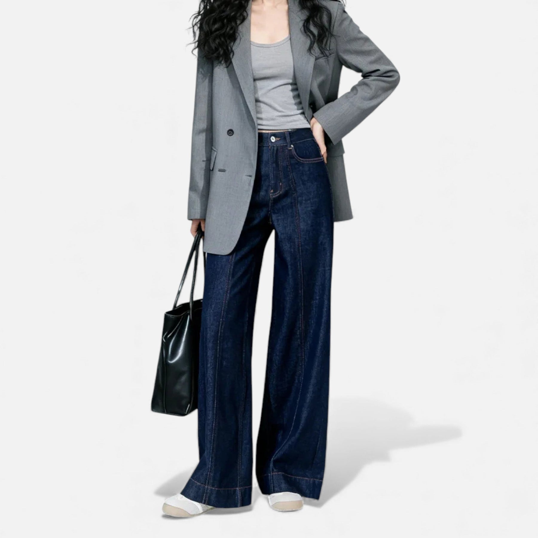 High Waist Wide Leg Jeans-jeans > wide leg jeans-Laventaire-Laventaire