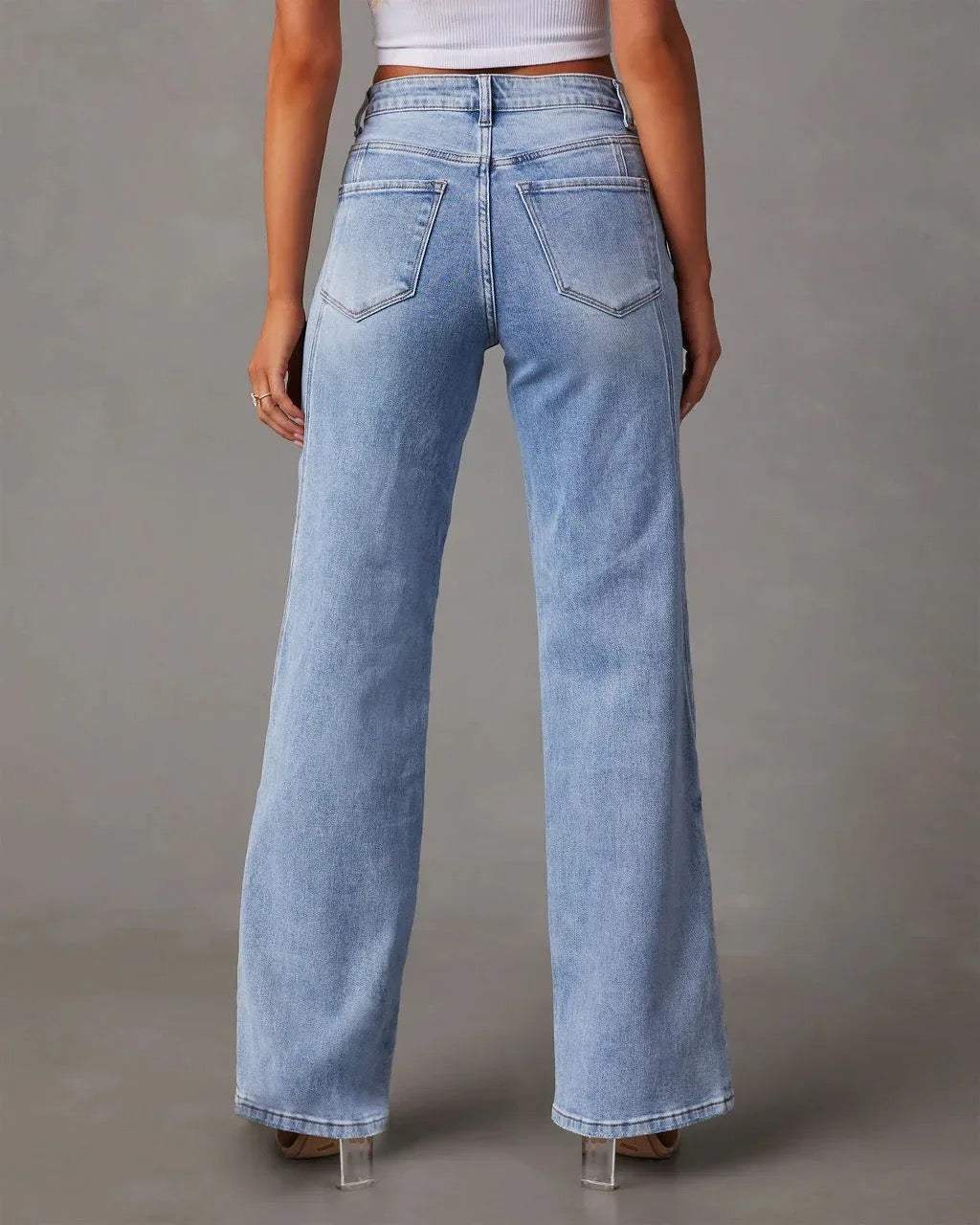 High Waist Wide Leg Jeans-jeans > wide leg jeans-Laventaire-Laventaire