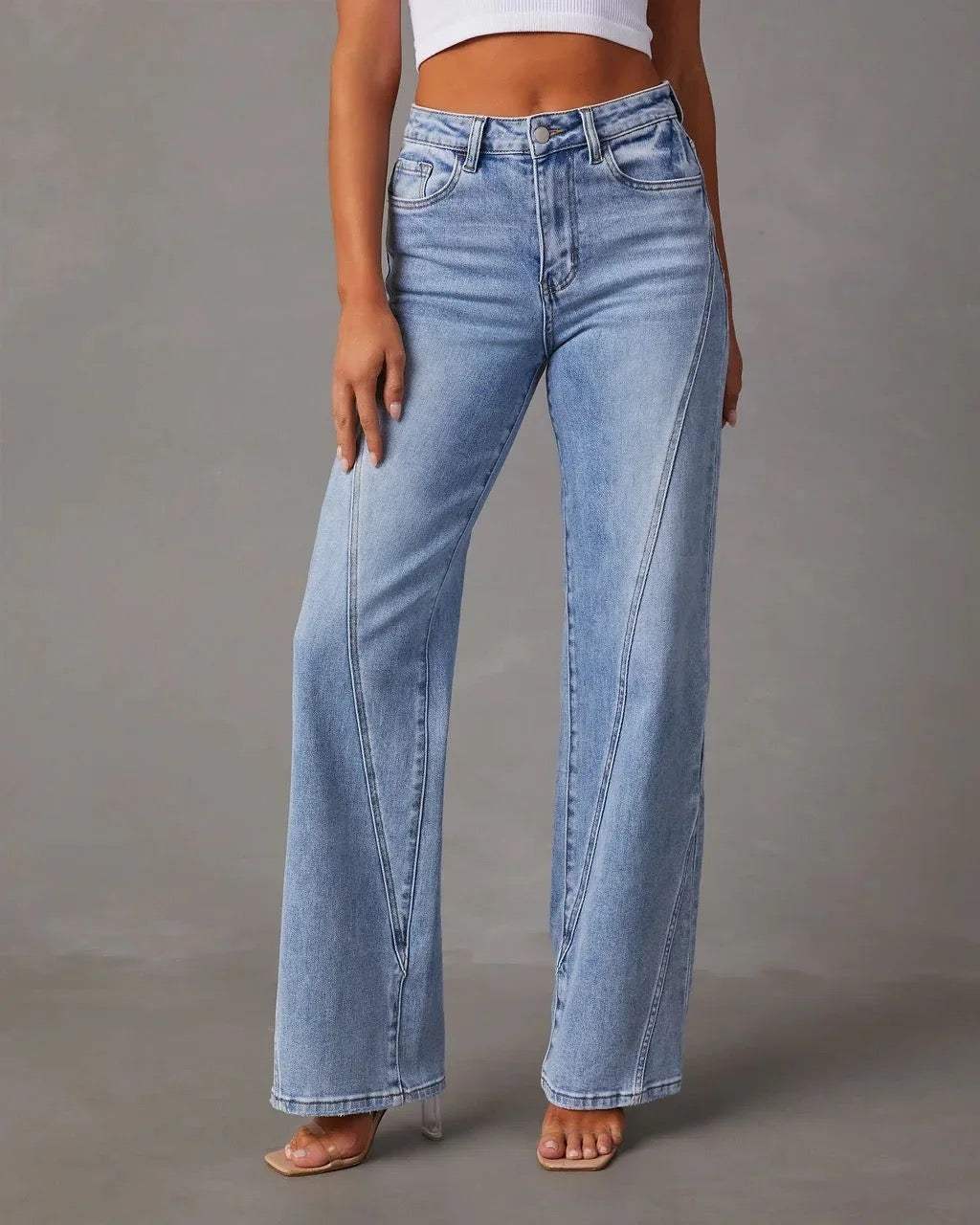 High Waist Wide Leg Jeans-jeans > wide leg jeans-Laventaire-Laventaire