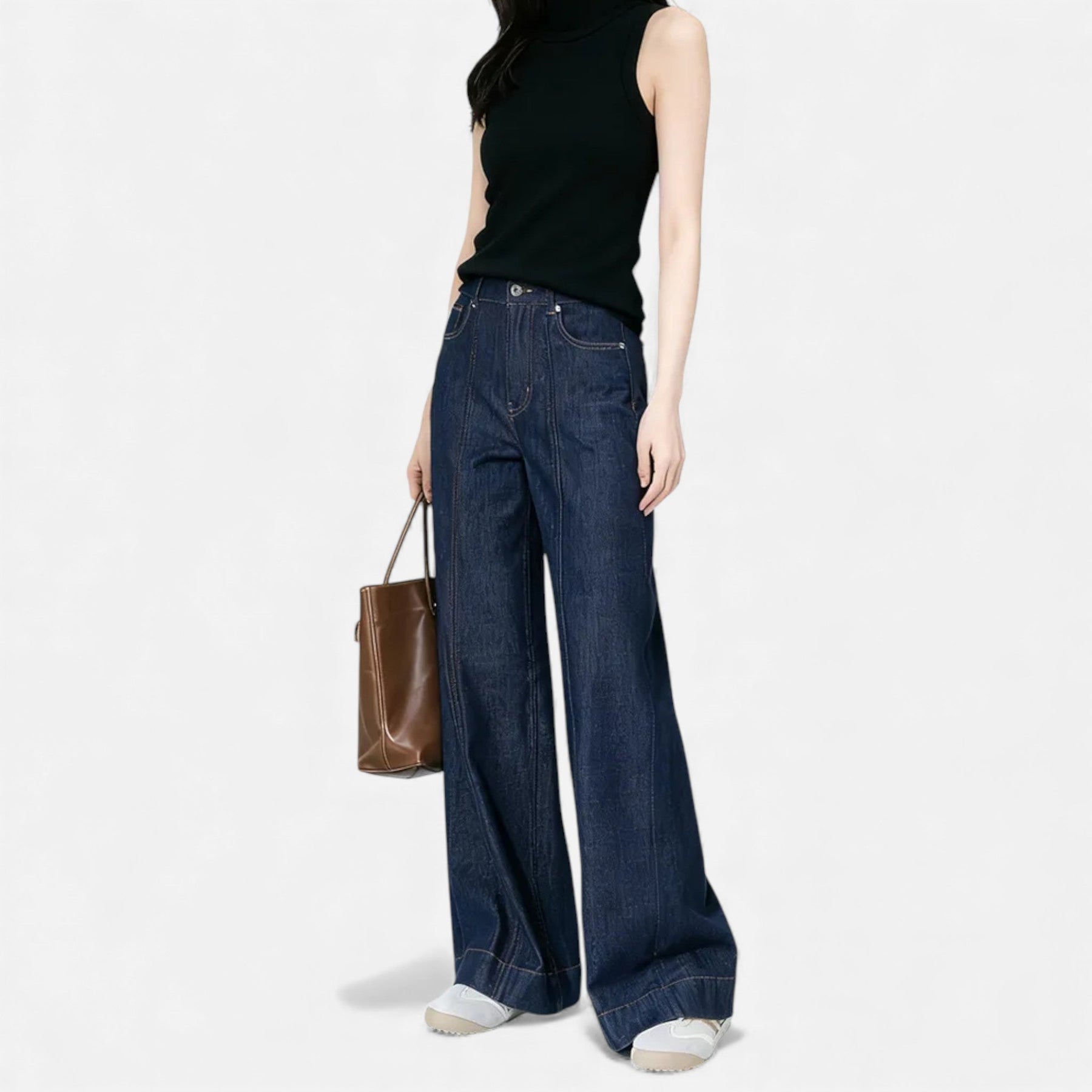 High Waist Wide Leg Jeans-jeans > wide leg jeans-Laventaire-Laventaire
