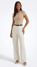 High Waist Wide Leg Trousers-trousers > wide leg trousers-Laventaire-White-S-Laventaire