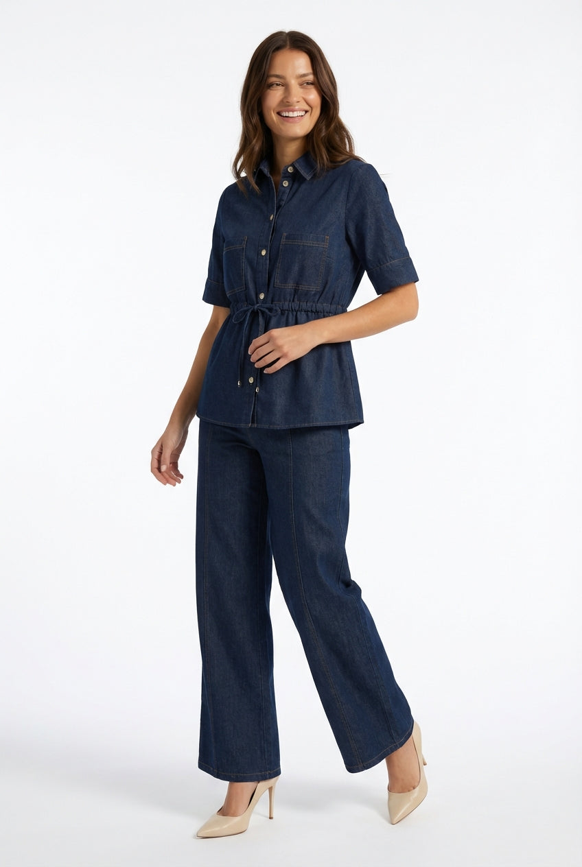 High Waisted Casual Trousers-trousers > casual trousers-Laventaire-Laventaire