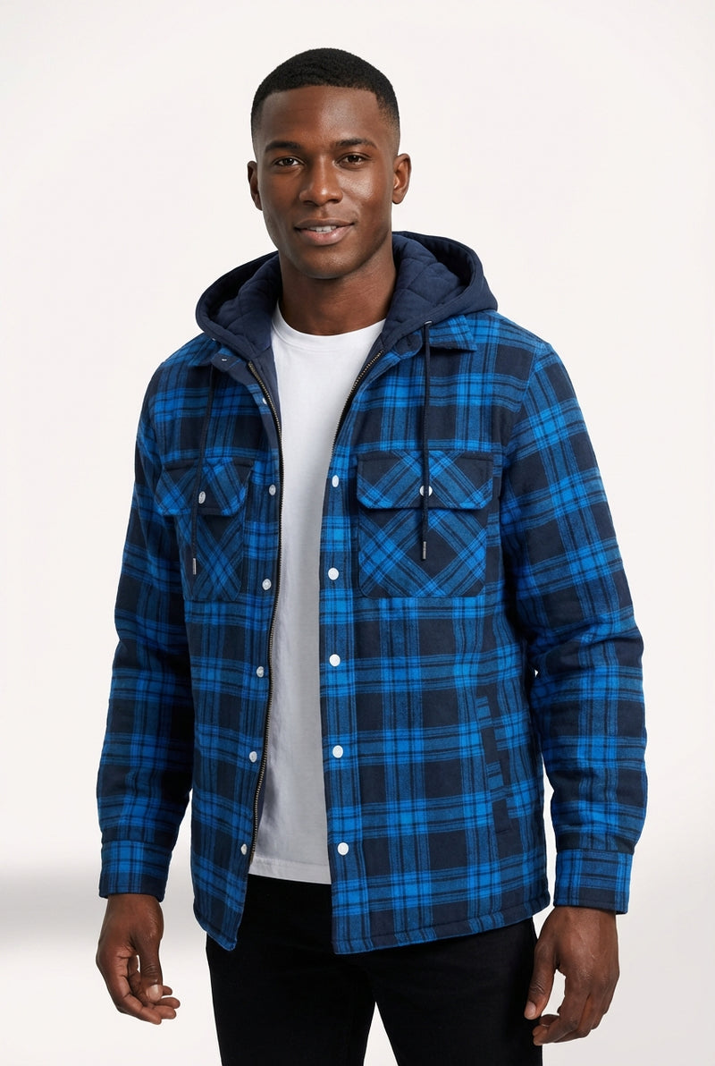 Hooded Casual Fit Jacket-jackets > hooded jacket-Laventaire-Blue-S-Laventaire