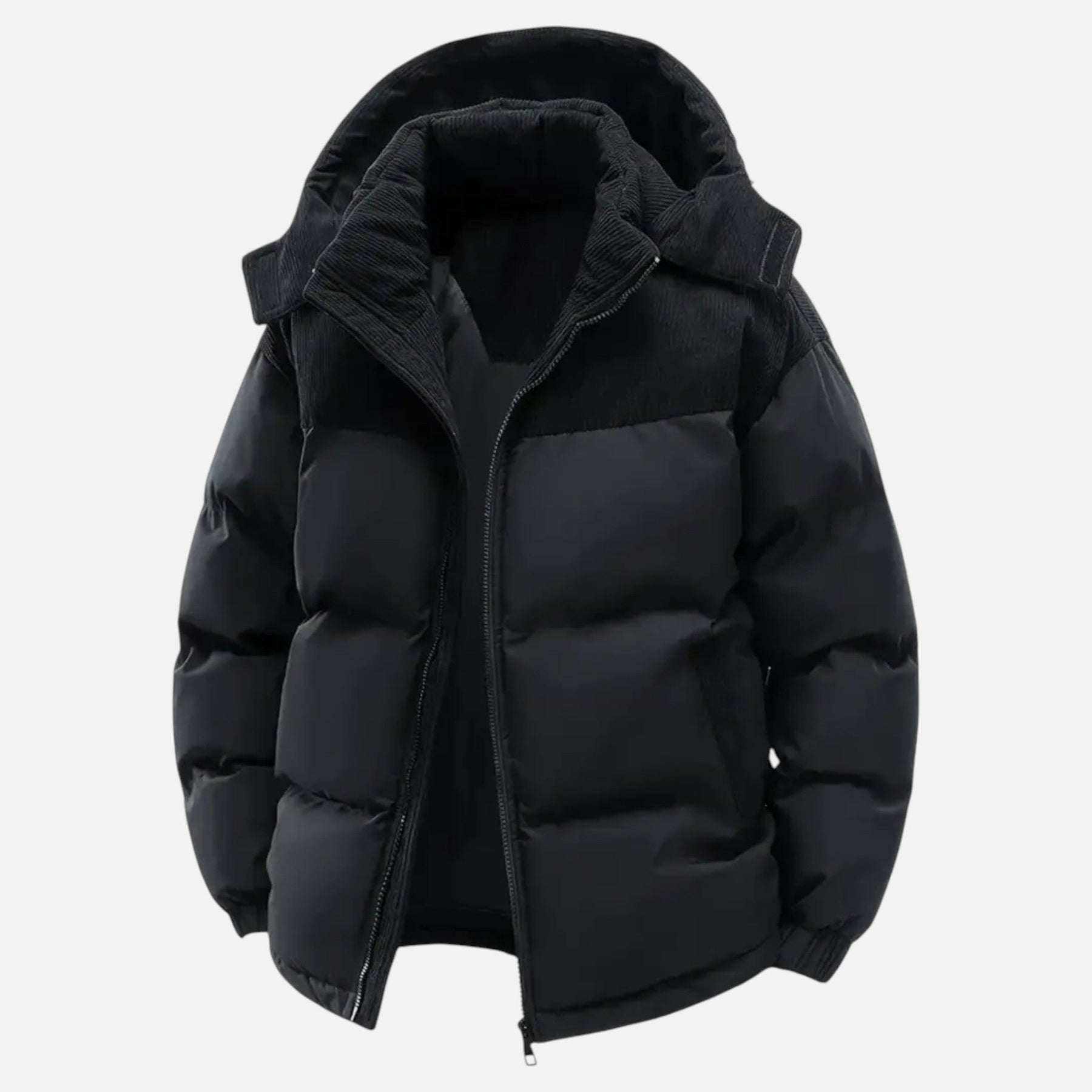 Hooded Casual Jacket-jackets > casual jackets-Laventaire-Black-S-Laventaire