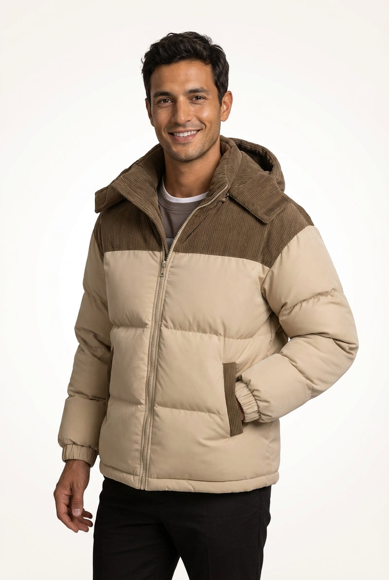 Hooded Casual Jacket-jackets > casual jackets-Laventaire-Khaki-S-Laventaire