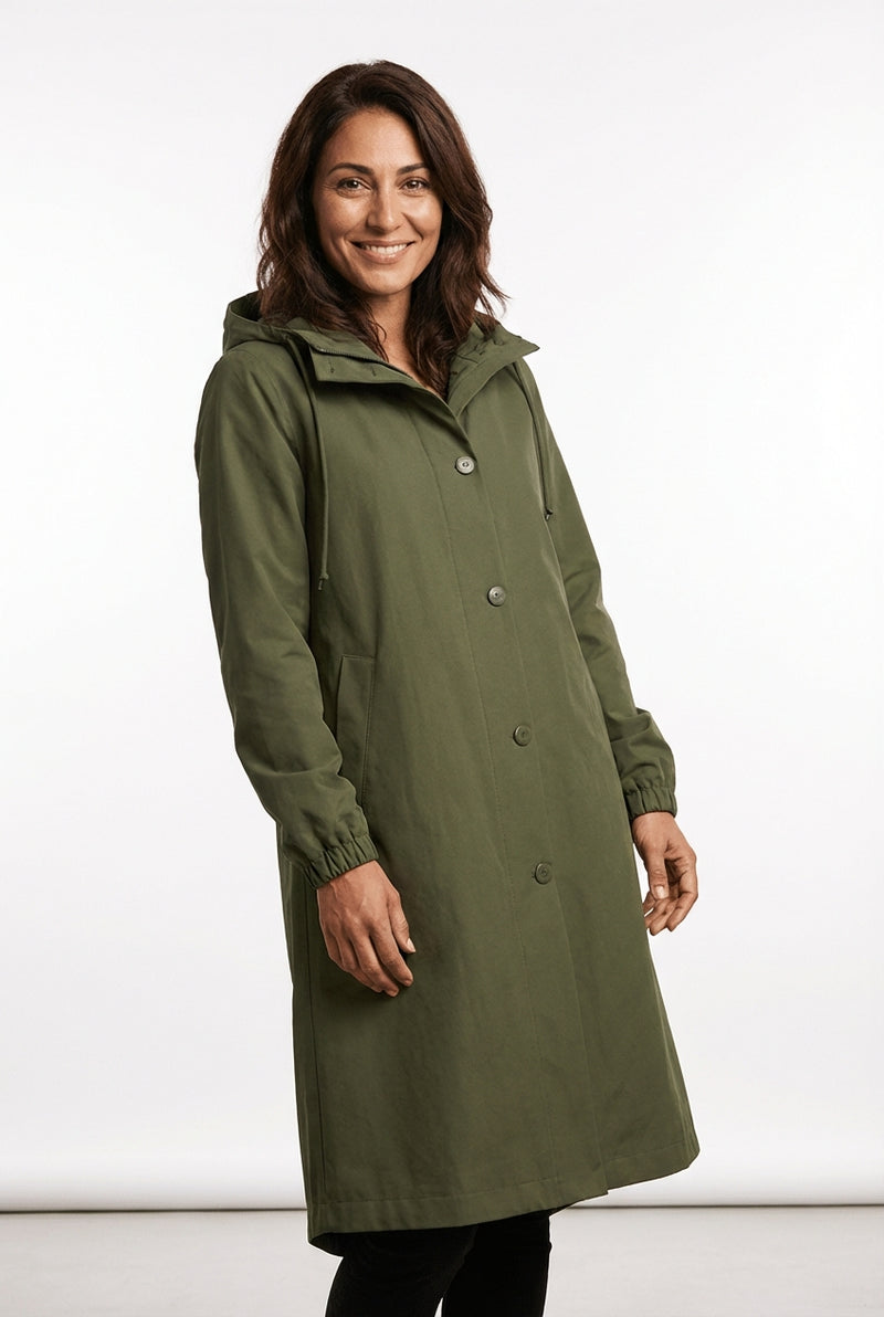 Hooded Long Coat-coats > long coat-Laventaire-Army Green-S-Laventaire