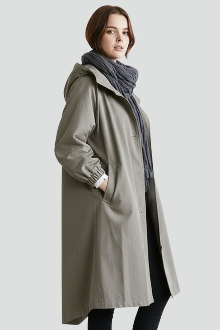Hooded Long Coat-coats > long coat-Laventaire-Gray-S-Laventaire