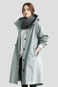 Hooded Long Coat-coats > long coat-Laventaire-Light Gray-S-Laventaire