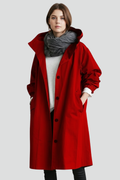 Hooded Long Coat-coats > long coat-Laventaire-Red-S-Laventaire