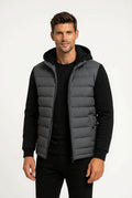 Hooded Quilted Jacket-jackets > hooded jackets > quilted jackets-Laventaire-Dark Gray-S-Laventaire