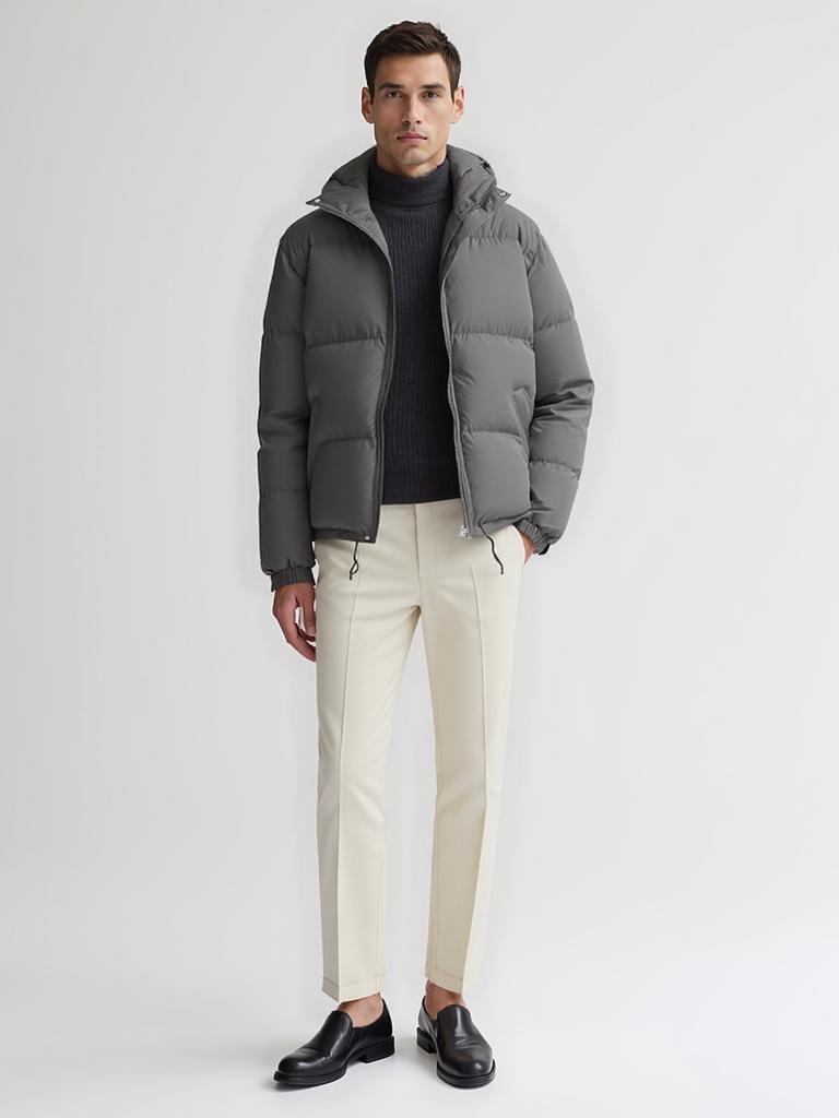 Hooded Relaxed Fit Jacket-jackets > hooded jacket-Laventaire-Gray-S-Laventaire