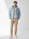 Hooded Relaxed Fit Jacket-jackets > hooded jacket-Laventaire-Light Blue-S-Laventaire