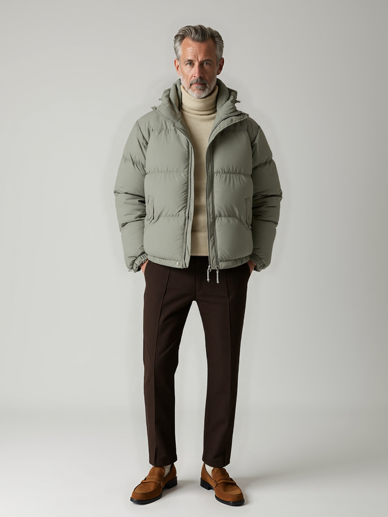 Hooded Relaxed Fit Jacket-jackets > hooded jacket-Laventaire-Light Olive-S-Laventaire