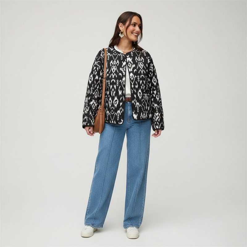 Ikat Print Casual Jacket-jackets > casual jacket-Laventaire-Laventaire