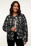 Ikat Print Casual Jacket-jackets > casual jacket-Laventaire-Black-XS-Laventaire