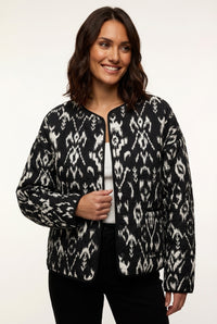 Ikat Print Casual Jacket-jackets > casual jacket-Laventaire-Black-XS-Laventaire