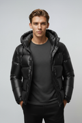 Insulated Hooded Winter Jacket-outerwear > jackets > winter jackets-Laventaire-Black-M-Laventaire