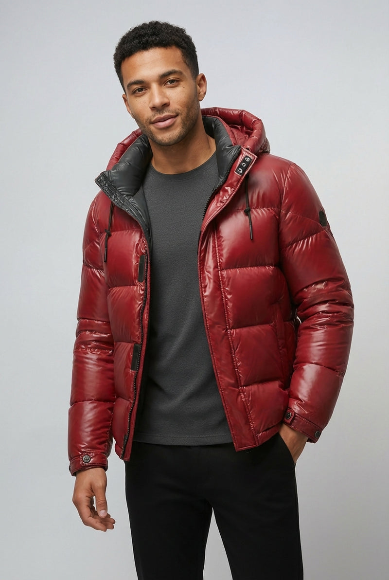 Insulated Hooded Winter Jacket-outerwear > jackets > winter jackets-Laventaire-Red-M-Laventaire