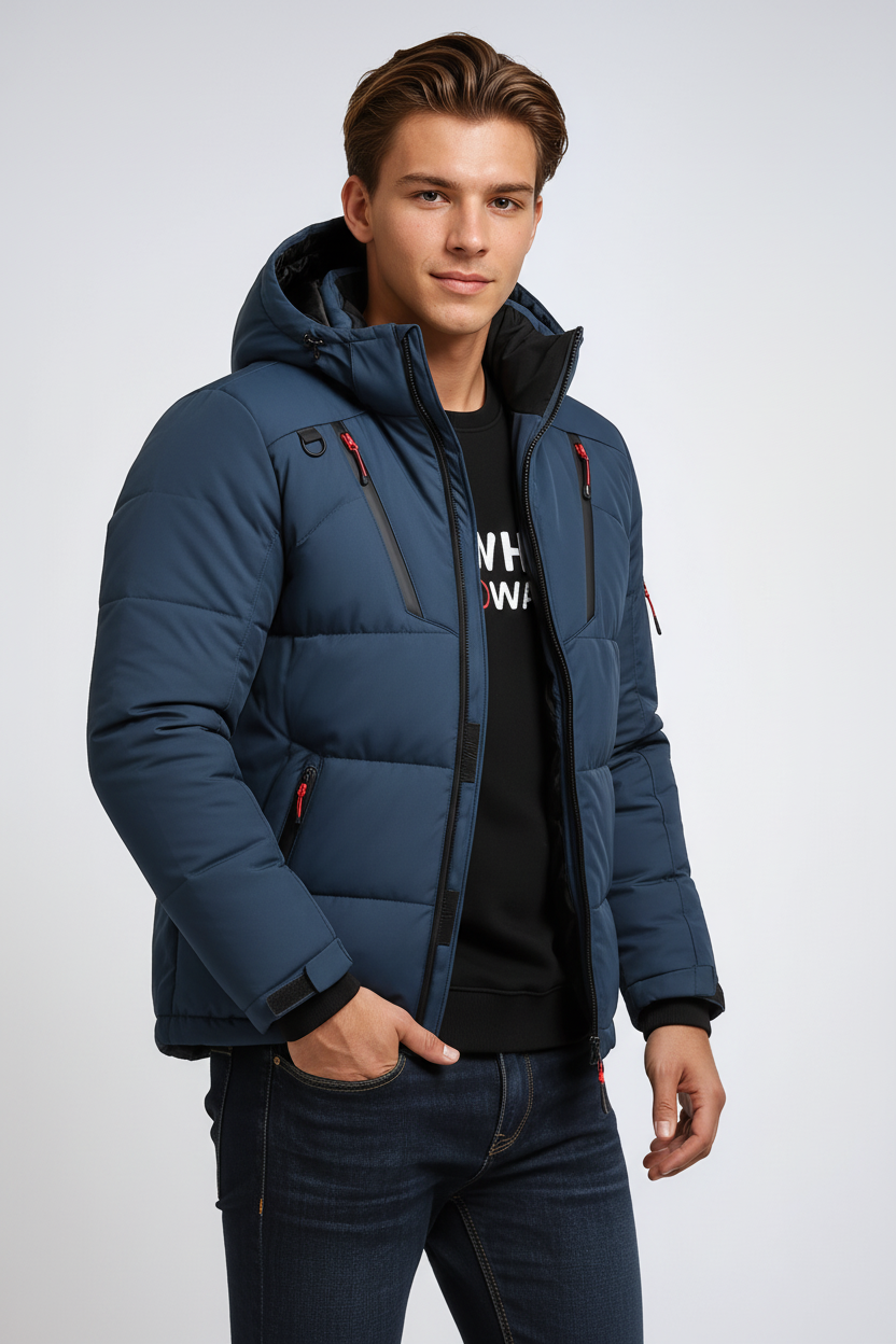 Insulated Winter Jacket-jackets > winter jackets-Laventaire-Navy Blue-M-Laventaire