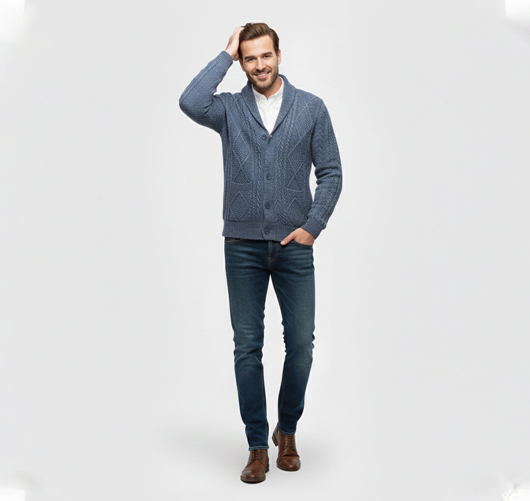 Jacquard Knit Cardigan-cardigans > knit cardigan-Laventaire-Laventaire