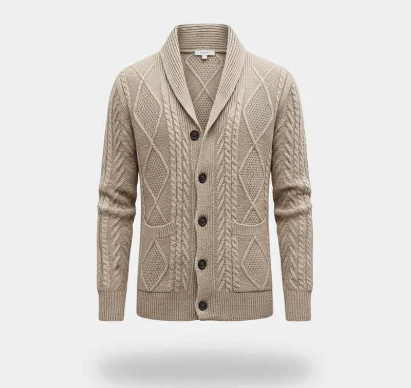 Jacquard Knit Cardigan-cardigans > knit cardigan-Laventaire-Laventaire