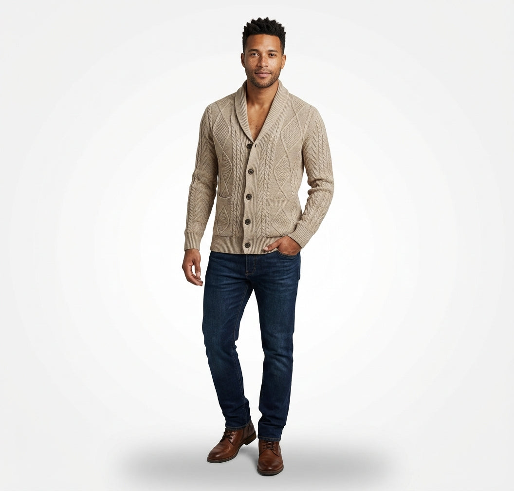 Jacquard Knit Cardigan-cardigans > knit cardigan-Laventaire-Laventaire
