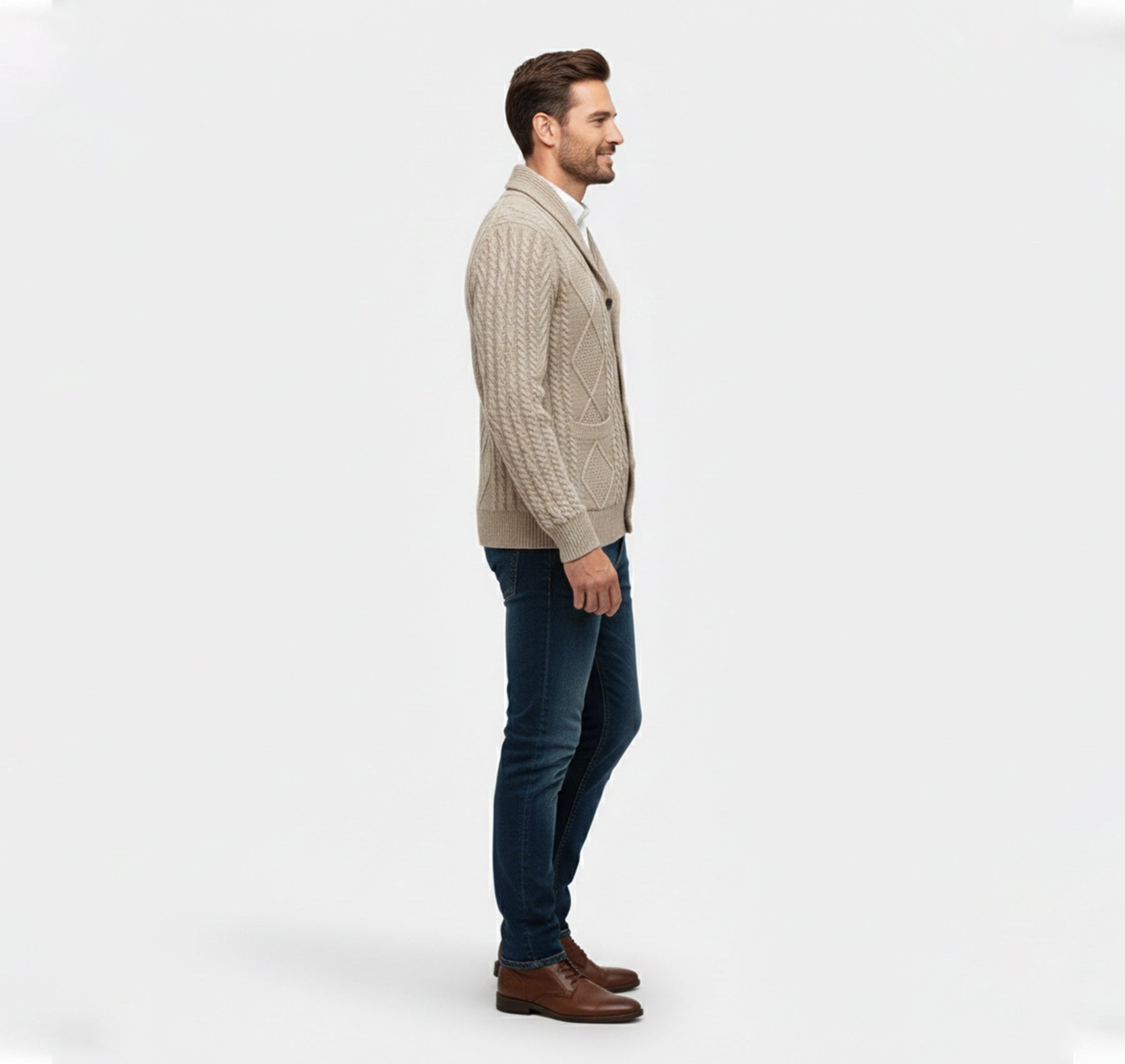 Jacquard Knit Cardigan-cardigans > knit cardigan-Laventaire-Laventaire