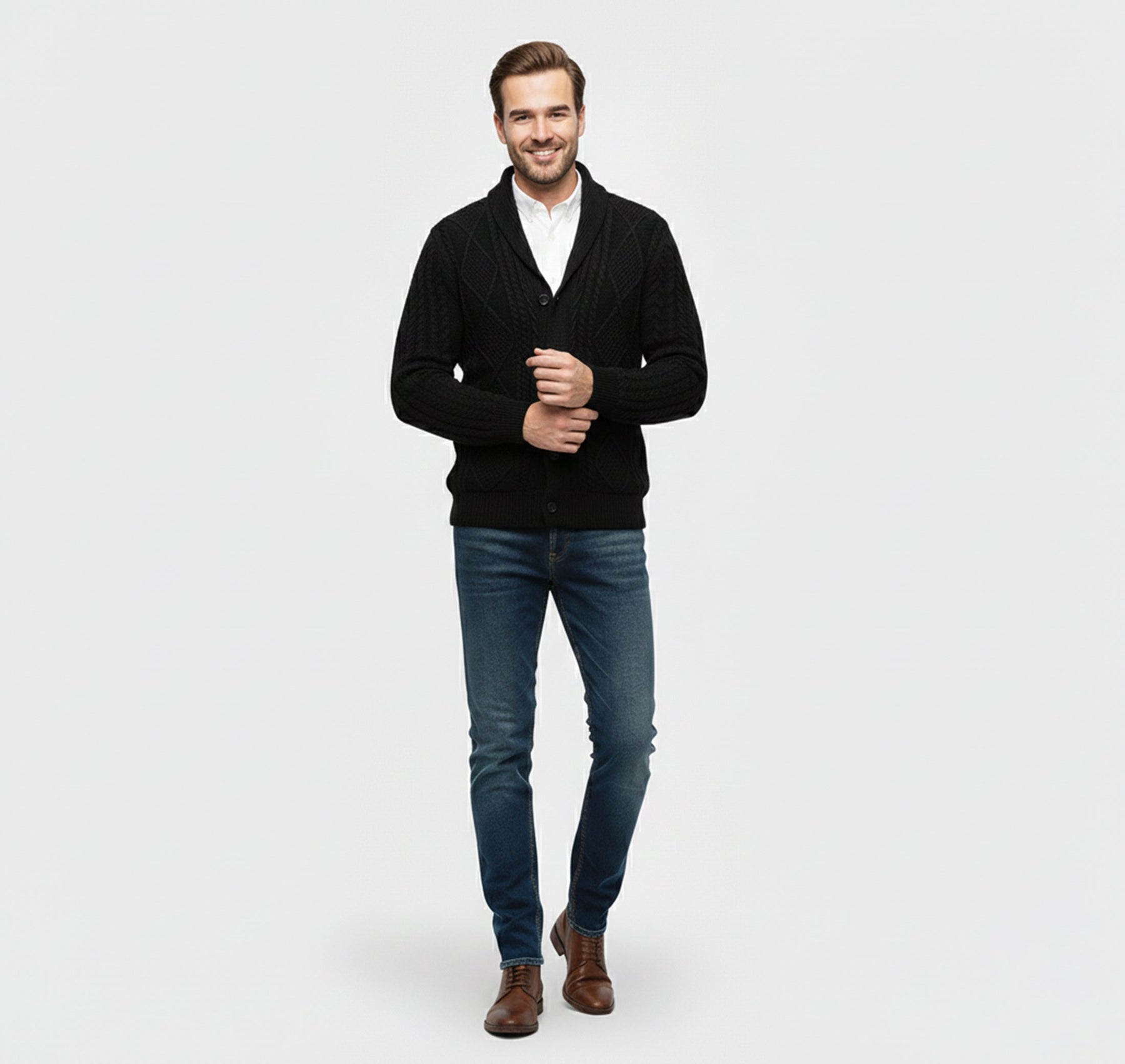 Jacquard Knit Cardigan-cardigans > knit cardigan-Laventaire-Laventaire