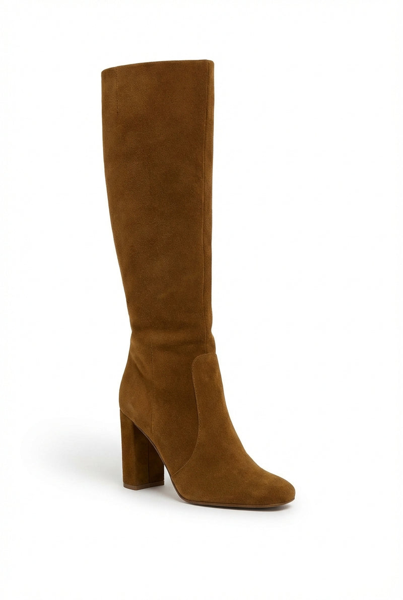 Knee High Block Heel Boots-footwear > boots > knee high boots-Laventaire-Brown-35-Laventaire