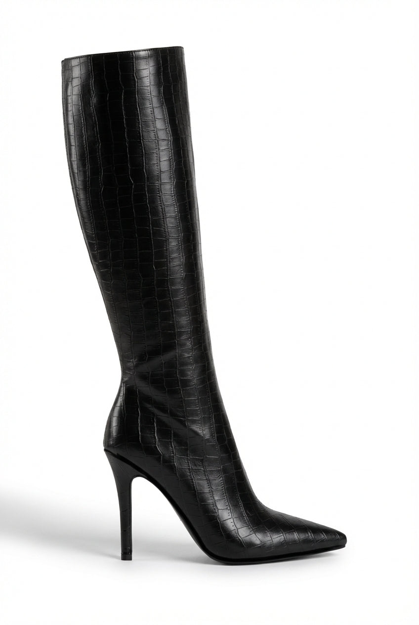 Knee High Stiletto Boots-footwear > boots > knee high boots-Laventaire-Black-36-Laventaire