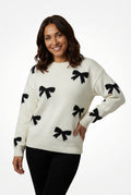 Knitted Sweater With Bow-sweaters > knitted sweater-Laventaire-Laventaire