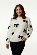 Knitted Sweater With Bow-sweaters > knitted sweater-Laventaire-Laventaire